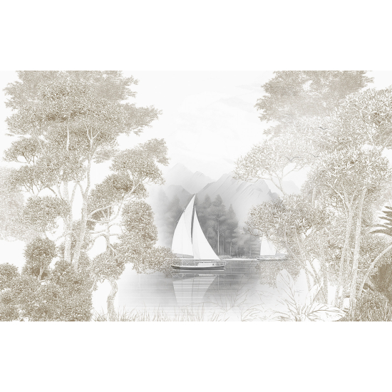 Panoramic Wallpaper - Wall Mural - Sailboat Landscape