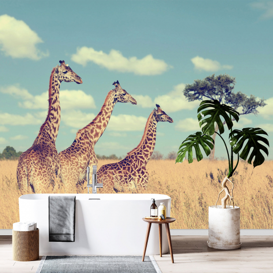 Panoramic Wallpaper - Wall Mural - Savanna Giraffes