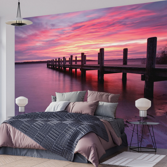 Panoramic Wallpaper - Wall Mural - Sunset Pontoon