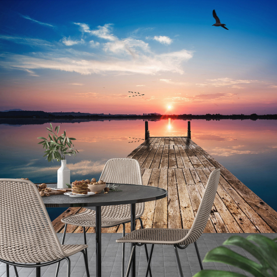 Panoramic Wallpaper - Wall Mural - Sunset Pontoon