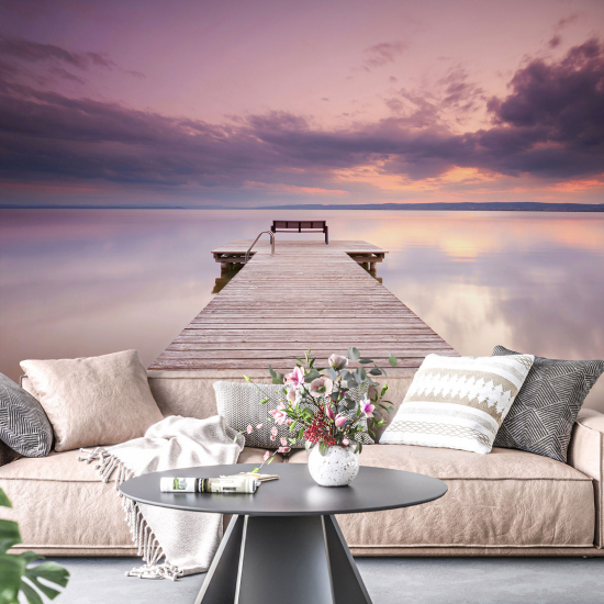 Panoramic Wallpaper - Wall Mural - Sunset Pontoon