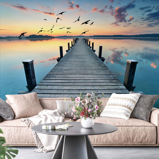 Panoramic Wallpaper - Wall Mural - Sunset Pontoon