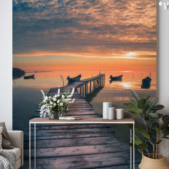 Panoramic Wallpaper - Wall Mural - Sunset Pontoon