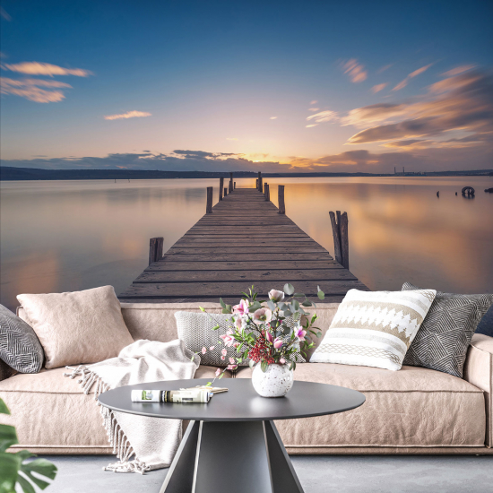 Panoramic Wallpaper - Wall Mural - Sunset Pontoon