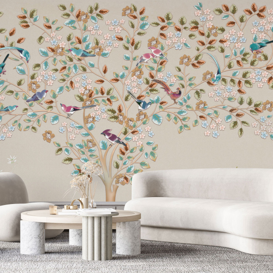 Panoramic Wallpaper - Wall Mural - Tree Birds