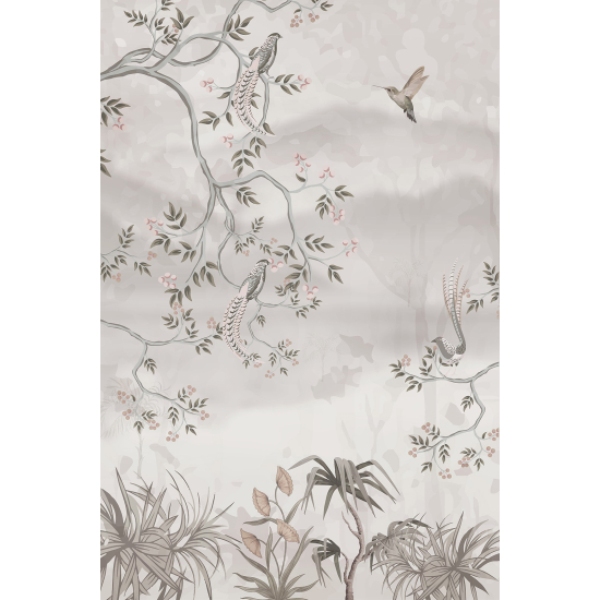 Panoramic Wallpaper - Wall Mural - Trees birds