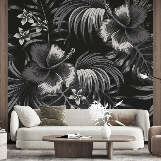 Panoramic Wallpaper - Wall Mural - Tropical Flowers