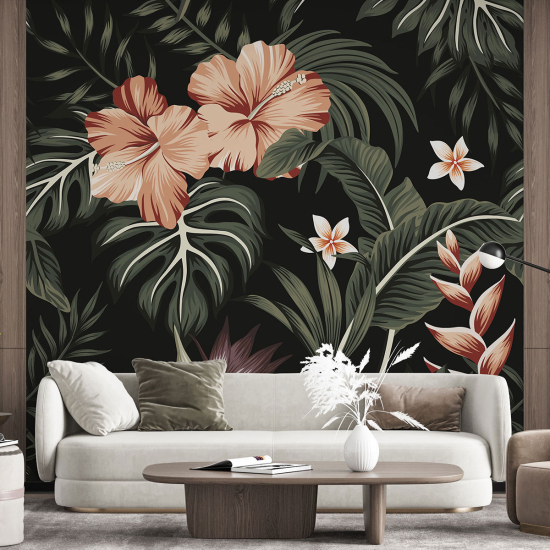 Panoramic Wallpaper - Wall Mural - Tropical Flowers