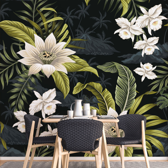 Panoramic Wallpaper - Wall Mural - Tropical Flowers