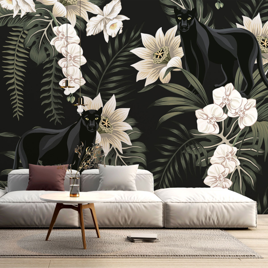 Panoramic Wallpaper - Wall Mural - Tropical Flowers