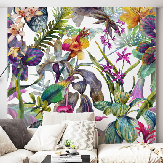 Panoramic Wallpaper - Wall Mural - Tropical Flowers