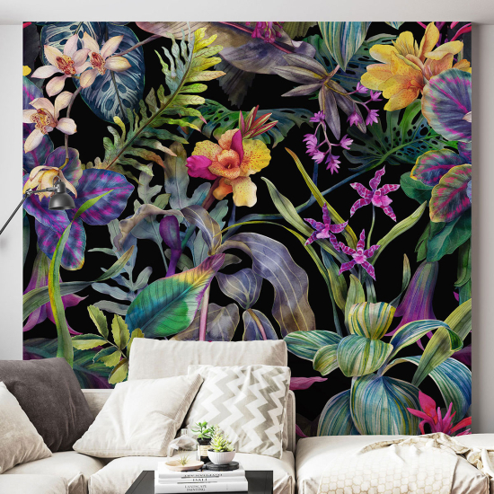 Panoramic Wallpaper - Wall Mural - Tropical Flowers