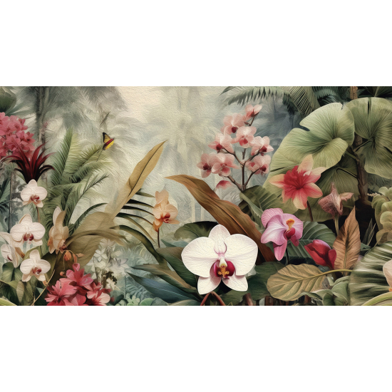 Panoramic Wallpaper - Wall Mural - Tropical Flowers