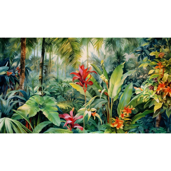 Panoramic Wallpaper - Wall Mural - Tropical Flowers