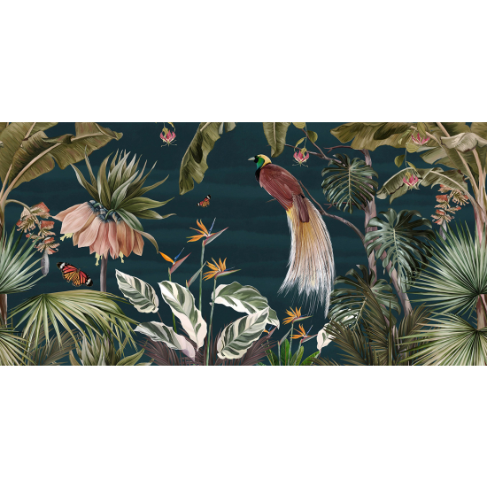 Panoramic Wallpaper - Wall Mural - Tropical Flowers