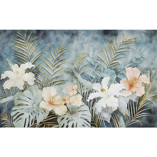 Panoramic Wallpaper - Wall Mural - Tropical flowers