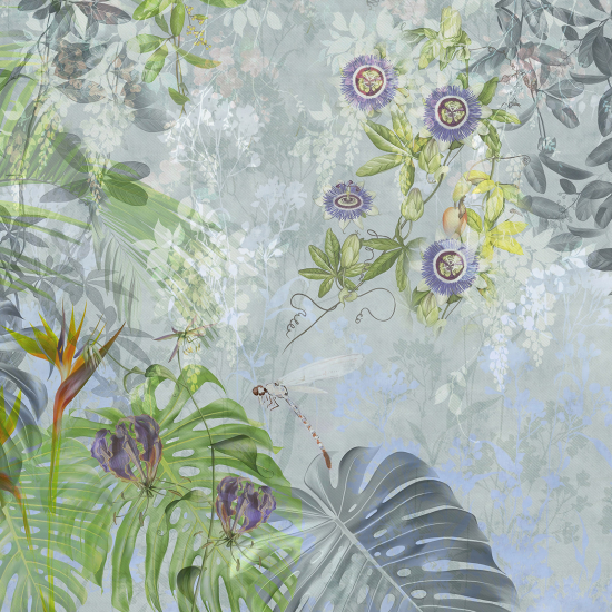 Panoramic Wallpaper - Wall Mural - Tropical flowers