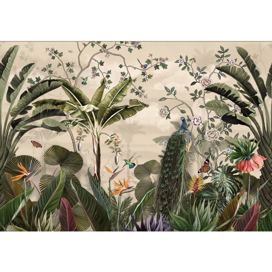 Panoramic Wallpaper - Wall Mural - Tropical Forest Birds