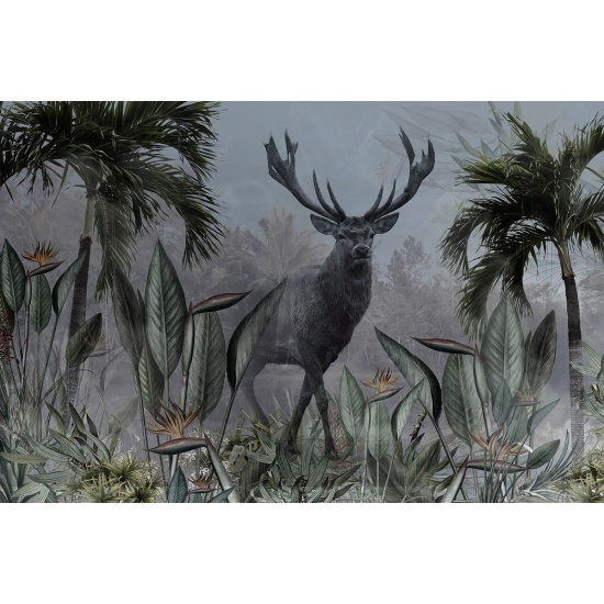 Panoramic Wallpaper - Wall Mural - Tropical Forest Deer