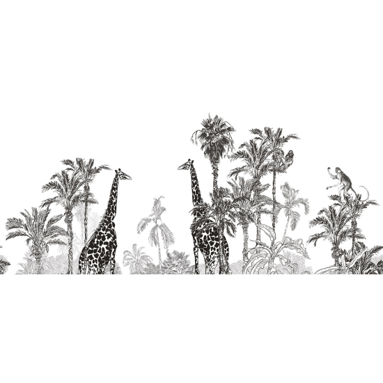 Panoramic Wallpaper - Wall Mural - Tropical Forest Giraffes