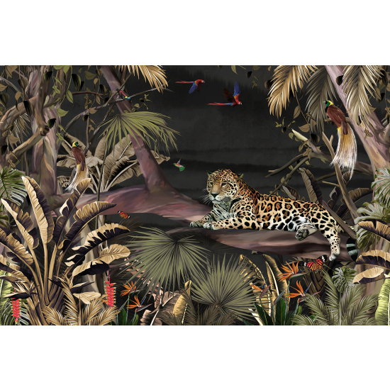 Panoramic Wallpaper - Wall Mural - Tropical Forest Leopard