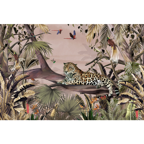 Panoramic Wallpaper - Wall Mural - Tropical Forest Leopard