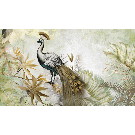 Panoramic Wallpaper - Wall Mural - Tropical Forest Peacock