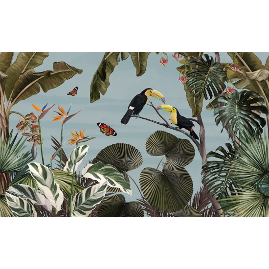 Panoramic Wallpaper - Wall Mural - Tropical Forest Toucans