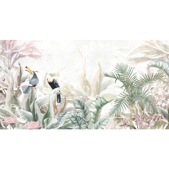 Panoramic Wallpaper - Wall Mural - Tropical Forest Toucans