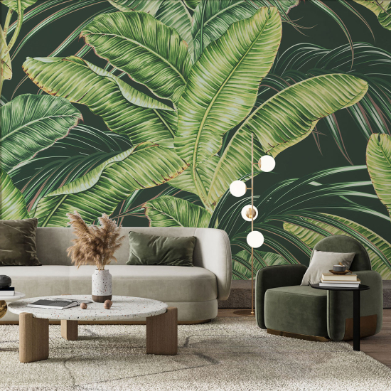 Panoramic Wallpaper - Wall Mural - Tropical leaves