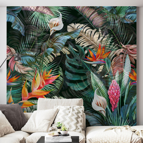 Panoramic Wallpaper - Wall Mural - Tropical leaves