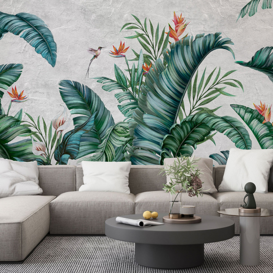 Panoramic Wallpaper - Wall Mural - Tropical leaves