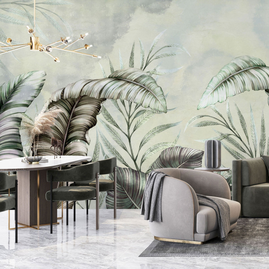 Panoramic Wallpaper - Wall Mural - Tropical leaves