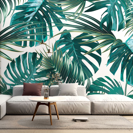 Panoramic Wallpaper - Wall Mural - Tropical leaves