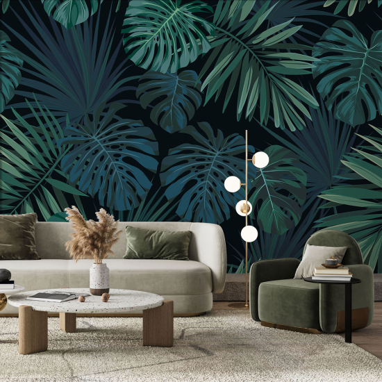 Panoramic Wallpaper - Wall Mural - Tropical leaves