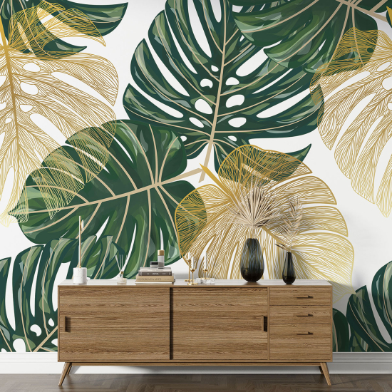 Panoramic Wallpaper - Wall Mural - Tropical leaves