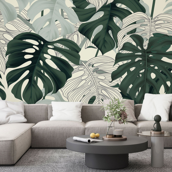 Panoramic Wallpaper - Wall Mural - Tropical leaves