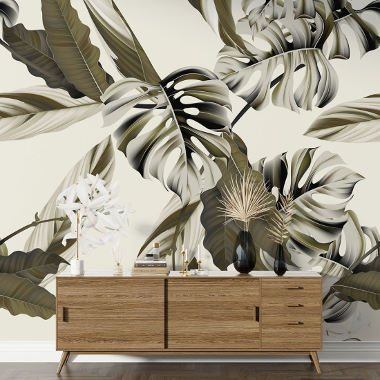 Panoramic Wallpaper - Wall Mural - Tropical leaves