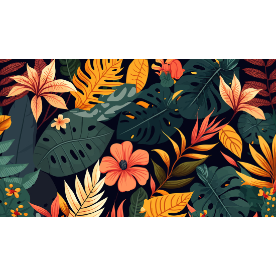 Panoramic Wallpaper - Wall Mural - Tropical Leaves