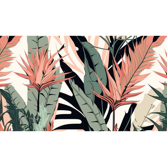 Panoramic Wallpaper - Wall Mural - Tropical Leaves