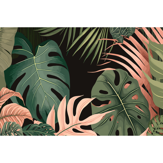 Panoramic Wallpaper - Wall Mural - Tropical Leaves