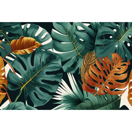 Panoramic Wallpaper - Wall Mural - Tropical Leaves