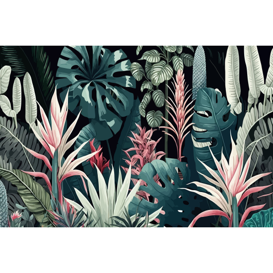 Panoramic Wallpaper - Wall Mural - Tropical Leaves