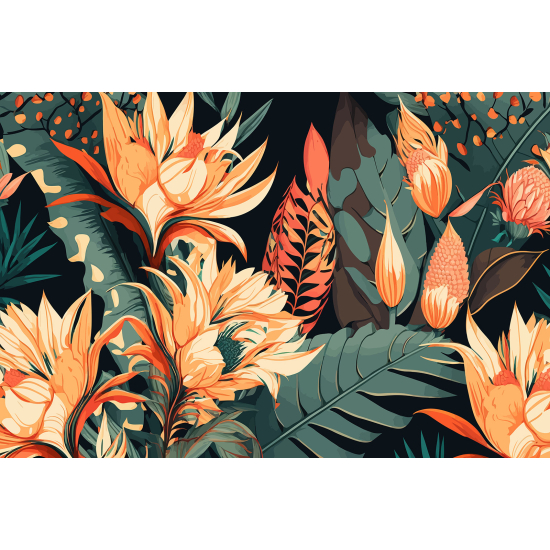 Panoramic Wallpaper - Wall Mural - Tropical Leaves