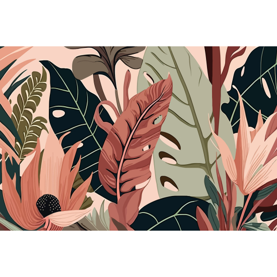 Panoramic Wallpaper - Wall Mural - Tropical Leaves