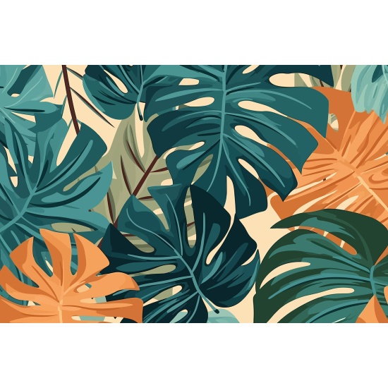 Panoramic Wallpaper - Wall Mural - Tropical Leaves