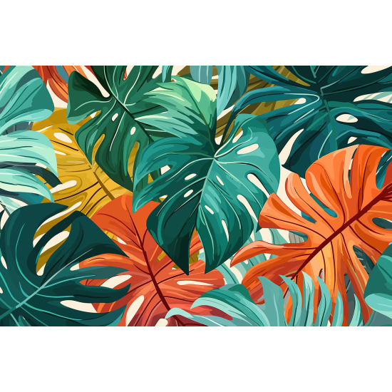 Panoramic Wallpaper - Wall Mural - Tropical Leaves