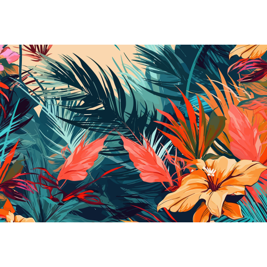 Panoramic Wallpaper - Wall Mural - Tropical Leaves