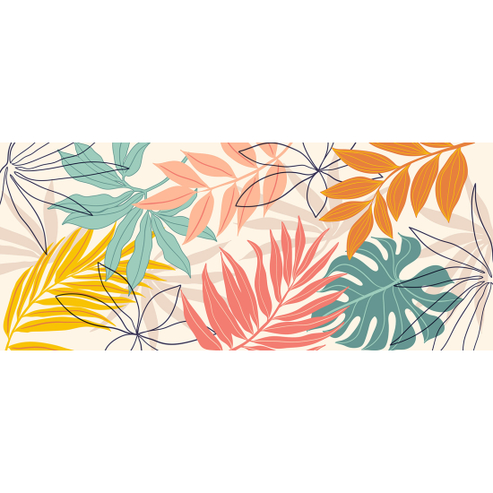 Panoramic Wallpaper - Wall Mural - Tropical Leaves