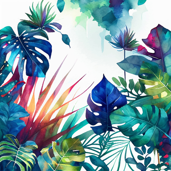 Panoramic Wallpaper - Wall Mural - Tropical leaves